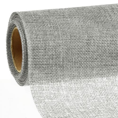 daiktų Stalo takelis pilkas su džiutu, dekoratyvinis audinys 29×450cm - Elegantiška stalo bėgika Jūsų šventinio stalo puošmenai
