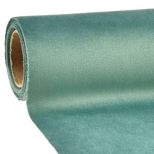daiktų Aksominė stalo takelis žalias turkis, dekoratyvinis audinys 28×270cm - elegantiška stalo takelis Jūsų šventinei puošmenai