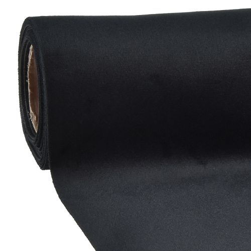 daiktų Aksominė stalo bėgika juoda, blizgus dekoratyvinis audinys, 28×270cm - elegantiška stalo bėgika šventinėms progoms