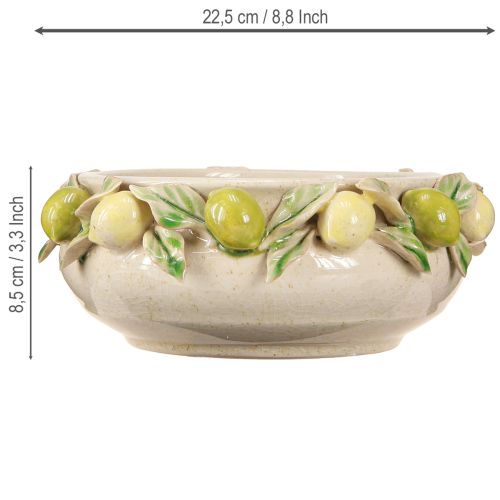 daiktų Keraminis dubuo su citrinomis – Viduržemio jūros dekoratyvus dubuo stalui ir virtuvei Ø21,5cm H8,5cm
