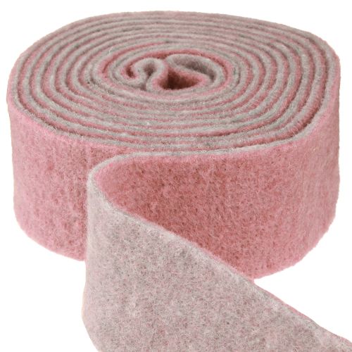 daiktų Vazono juostelė dekoratyvinė veltinio vilna sendinta rožinė pilka 7.5cm 5m