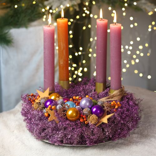 daiktų Džiovintų gėlių vainikas violetinis metalinis vainikas Lepidium Ø33cm