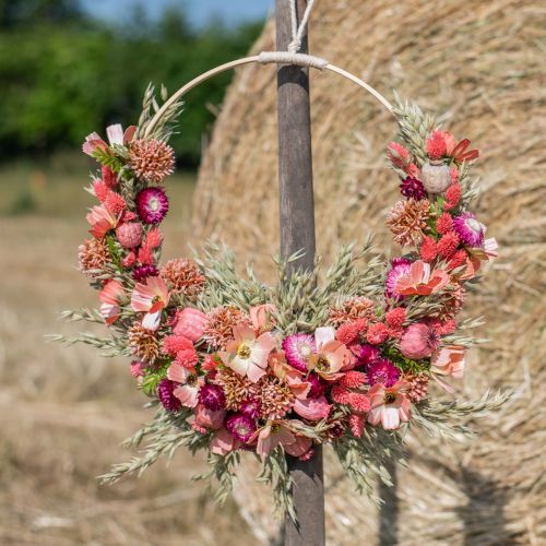 daiktų Džiovintų gėlių puokštė pievų gėlių puokštė rožinė H50cm 140g