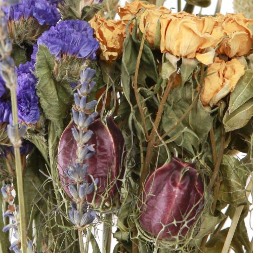 daiktų Džiovintų gėlių puokštė violetinės oranžinės jūros levandos grūdeliai 55cm