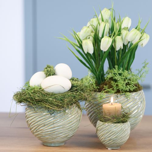 daiktų Sodinamosios dekoratyvinis dubuo keraminis žalios spalvos Ø15cm H11cm 2vnt