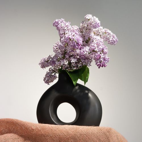 Floristik24 Vaza Modern Ceramic Black Modern Oval 21×7×20cm