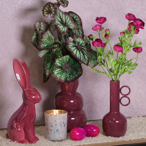 daiktų Moderni, meniška vaza su ilgu kakleliu ir apvaliomis rankenomis stilingam interjerui, 24 cm