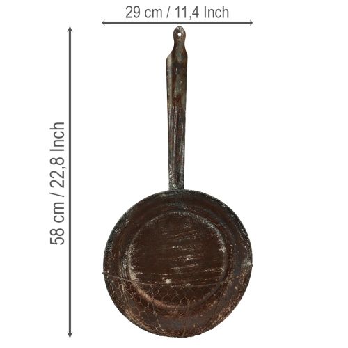 daiktų Metalinė sienų dekoracija, dekoratyvinis krepšelis, rūdžių spalvos dekoratyvinė keptuvė, ruda, aukštis 58 cm