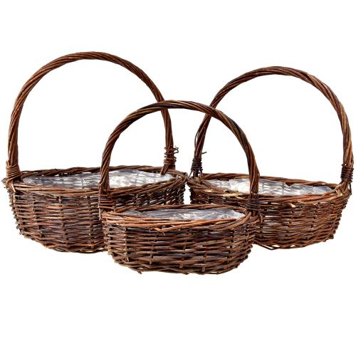 daiktų Kaimiškas pintų krepšelių rinkinys su rankenomis - 3 dydžiai (36 cm, 31 cm, 26 cm) - Universalus laikymas ir dekoravimas - 3 rinkinys