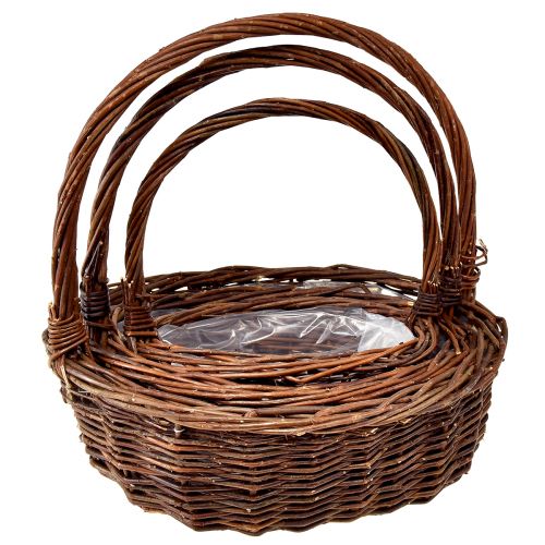daiktų Kaimiškas pintų krepšelių rinkinys su rankenomis - 3 dydžiai (36 cm, 31 cm, 26 cm) - Universalus laikymas ir dekoravimas - 3 rinkinys