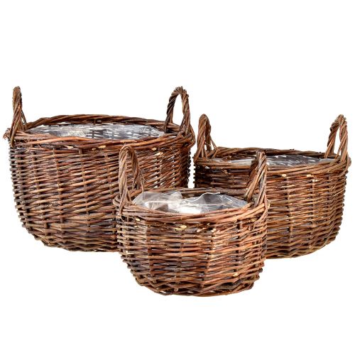 Universalus apvalių pintų krepšelių rinkinys su rankenomis - 3 dydžiai (30cm, 26cm, 20cm) - Puikiai tinka sandėliavimui ir namų dekoravimui - 3 rinkinys