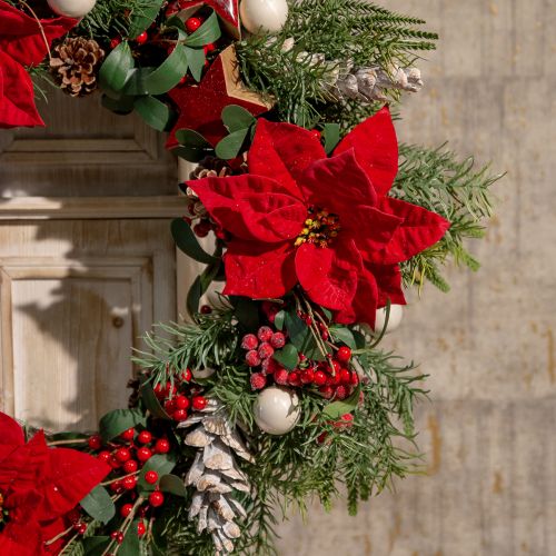 daiktų Poinsettia Christmas Star Red Dirbtinis L55cm 2vnt