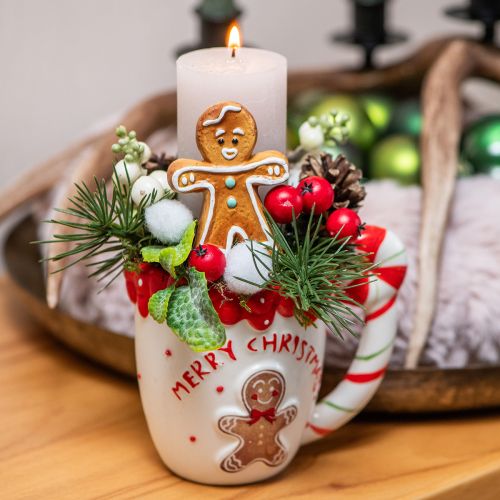 daiktų Kalėdinis puodelis Merry Christmas balta keramika H10,5cm