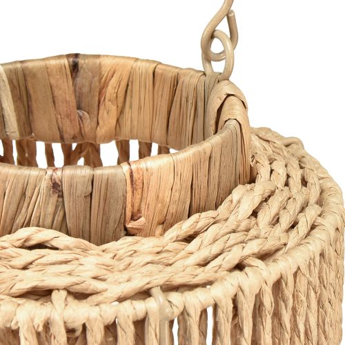 daiktų Raffia žibintas su rankena natūralaus pluošto LED žvakei Ø19cm H36cm