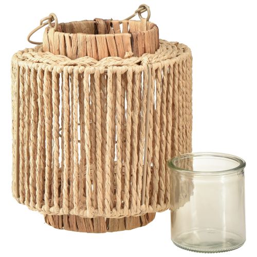 daiktų Žibinto rafija su rankena natūralaus pluošto metalas Ø19cm H21cm