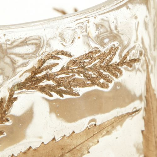 daiktų Žibinto stiklas su auksiniais lapeliais Ø7,5cm H8,5cm 2vnt