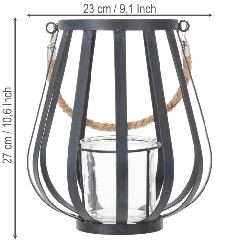 daiktų Metalinis žibintas su stiklu, antracito spalvos, Ø23 cm, aukštis 27 cm