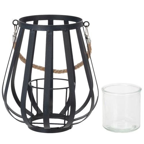 daiktų Metalinis žibintas su stiklu, antracito spalvos, Ø23 cm, aukštis 27 cm
