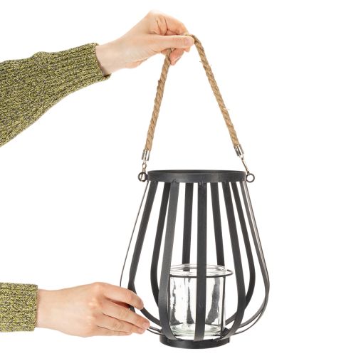 daiktų Metalinis žibintas su stiklu, antracito spalvos, Ø23 cm, aukštis 27 cm