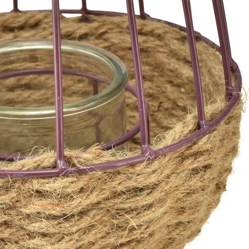 daiktų Žibintas su rankena ir stiklu violetinis natūralus Ø18cm H22cm