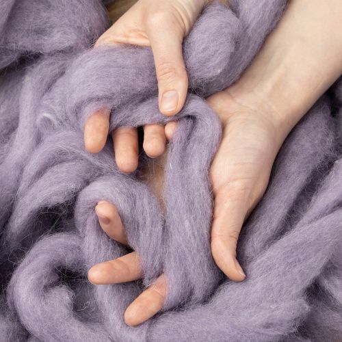 daiktų Vilnonė virvelė, šviesiai violetinė vilnonė juostelė, 10 m dekoratyvinė vilna floristikai ir rankdarbiams