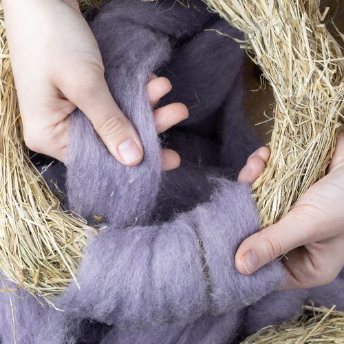 daiktų Vilnonė virvelė, šviesiai violetinė vilnonė juostelė, 10 m dekoratyvinė vilna floristikai ir rankdarbiams