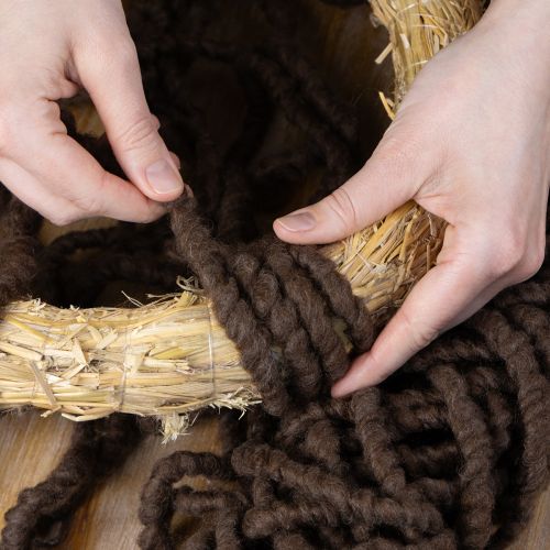 daiktų Pūkuota Mirabell vilnonė virvelė, ruda, 25 m dekoratyvinė juostelė floristikai ir rankdarbiams