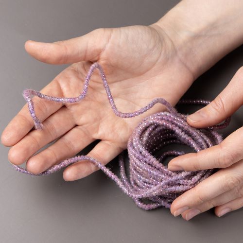 daiktų Vilnonė virvelė su rausvais ir auksiniais siūlais, 5 m x 5 mm su viela, dekoravimui ir rankdarbiams