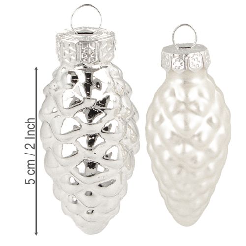 daiktų Sidabriniai stikliniai kūgeliai, 5 cm, 14 vnt.