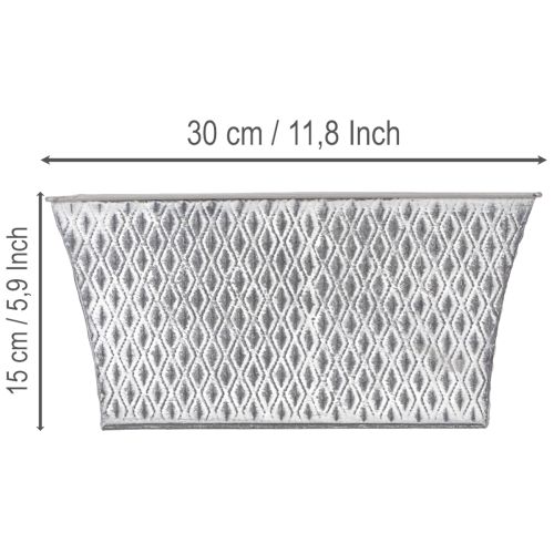 Cinko dubuo su rombo formos raštu 30 cm × 18 cm, aukštis 15 cm | Floristik24.lt