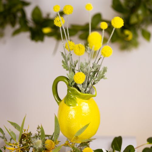 daiktų Citrininė vaza keramikinis dekoratyvinis ąsotis citrinos geltonas H18,5cm