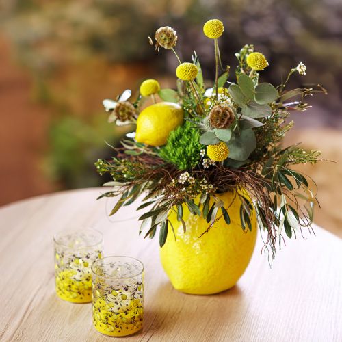 daiktų Citrininė vaza keraminė vaza citrinos geltona Viduržemio jūros H19cm