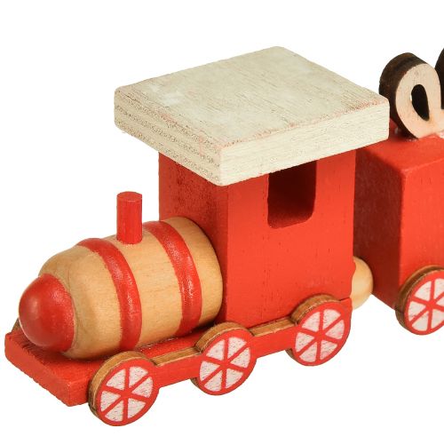 daiktų Medinis traukinys su dovanų dėžutėmis, raudona ir balta, rinkinys 2, 18x3x4,5 cm - Kalėdinė puošmena