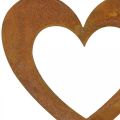 Floristik24 Širdies rūdžių sodo puošmena metalinė širdelė 10cm 12vnt