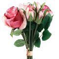 Floristik24 Dirbtinės rožės Rožinės Dirbtinės rožės dekoratyvinė puokštė 29cm 12vnt