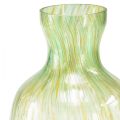 Floristik24 Dekoratyvinė vaza stiklinė gėlių vaza geltonai žalias raštas Ø10cm H25cm