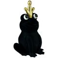 Floristik24 Dekoratyvinė varlė, varlių princas, pavasario puošmena, varlytė su aukso karūna juoda 40,5cm