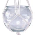 Floristik24 Makrame pakabinamas krepšelis stiklo dekoratyvinė vaza apvali Ø13,5cm