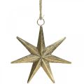 Floristik24 Kalėdinės dekoracijos žvaigždės pakabukas auksinės antikvarinės išvaizdos P19,5 cm