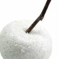 Floristik24 Dekoratyviniai obuoliai balti su blizgučiais 5,5–6,5cm 12vnt