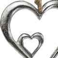 Floristik24 Pakabukas dekoratyvinis širdies metalas sidabras natūralus 10,5x11x0,5cm