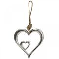 Floristik24 Pakabukas dekoratyvinis širdies metalas sidabras natūralus 10,5x11x0,5cm