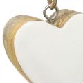 Floristik24 Pakabos medinės širdelės dekoratyvinės širdelės baltos Ø5-5,5cm 12vnt