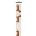 Dovanų juostelė su takso šuniuko motyvu rankdarbiams ir asmenukėms, 15 mm x 18 m | Floristik24.lt