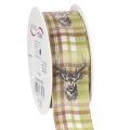 Floristik24 Dekoratyvinė juostelė su elnio galva ir languotu raštu, 40 mm x 15 m