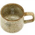 Floristik24 Akmens masės puodelis su rankena ruda, smėlio spalvos 9,5cm 2vnt
