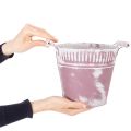 Skardinis kibirėlis, violetinės ir baltos spalvos, Ø19cm, aukštis17cm, 1 vnt. | Floristik24.lt