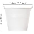 Balti skardiniai kibirėliai Ø14cm, aukštis 12cm, 6 vnt. | Floristik24.lt