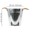 Blizgus metalinis kibiras su virvinėmis rankenomis, Ø25cm | Floristik24.lt