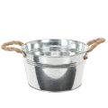Floristik24 Blizgus metalinis dubuo su virvės rankenomis, Ø22 cm